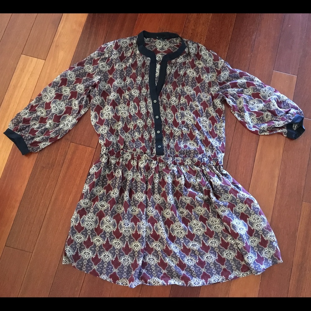 Club Monaco Silk Dress in Burgundy/Navy, sz 10